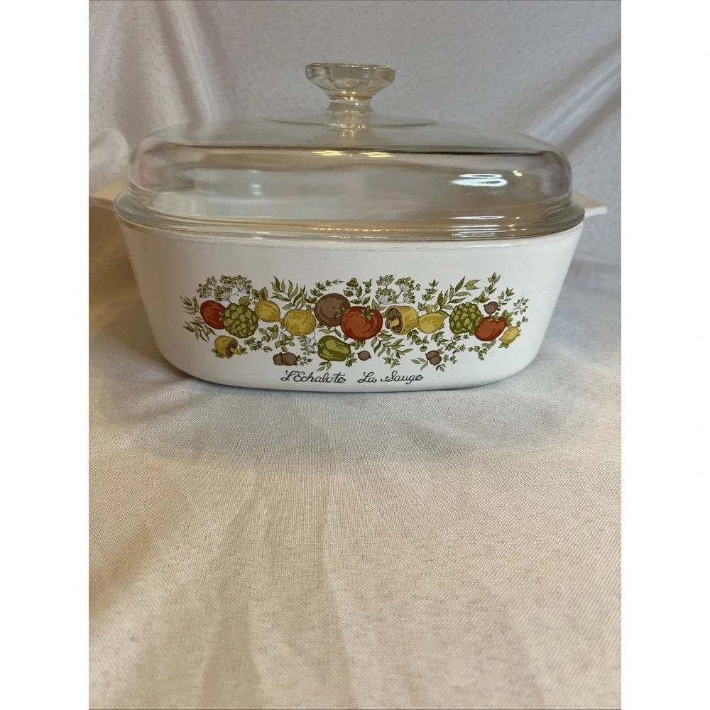 RARE VTG Corning Ware MCM Spice Of Life L'Echalote La Sauge 4 QT. Casserole Dish